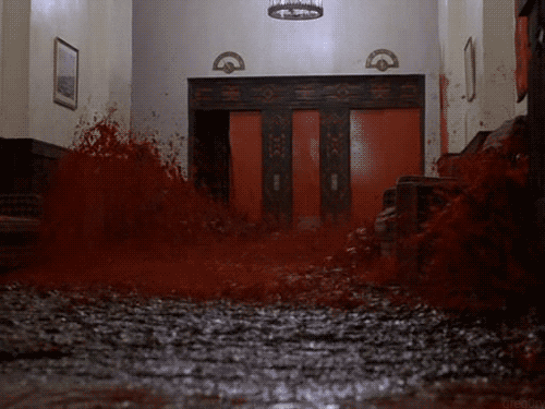 What would you do if you were staying at a hotel and saw a deluge of blood pouring out of an elevator and no one around you seems bothered by it?