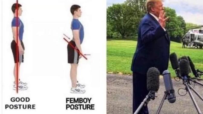 Trump has a femboy posture?