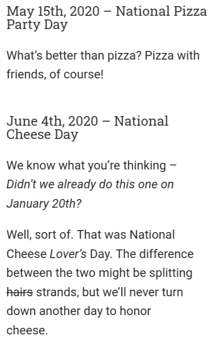 Which of these pizza holidays would you like most ?