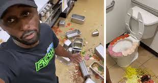 Guy working at Subway put meat on toilet and bathroom floor then gave it to customers to eat , what should happen to him?