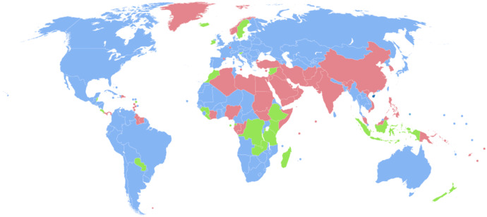 Blue means more males, red means more females, green means perfect gender balance.