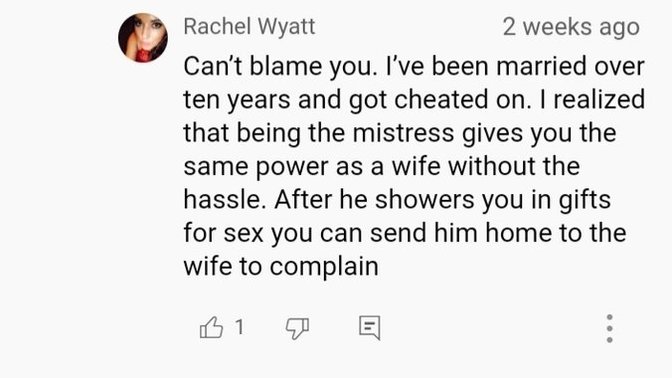 Is being the mistress better than being the wife?