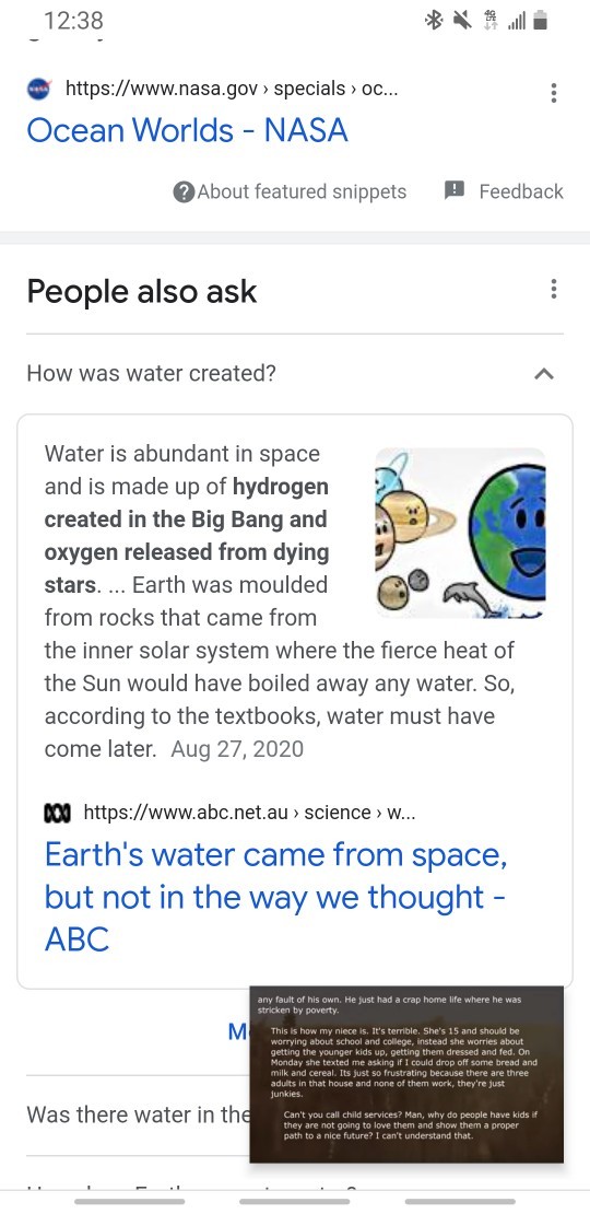 Where did water come from originally?