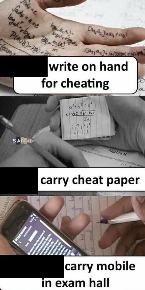 What was your creative technique to get away with cheating in class?