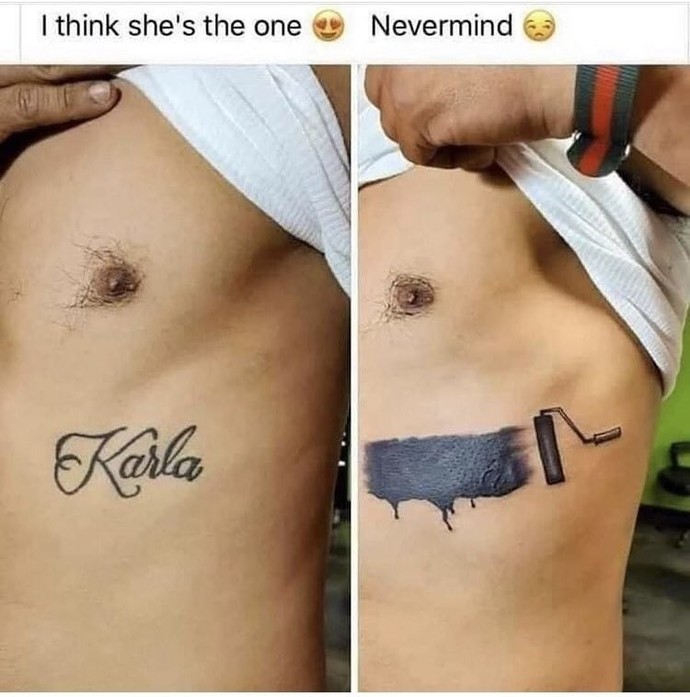 Would you date someone who had a tattoo of their ex's name on their body?