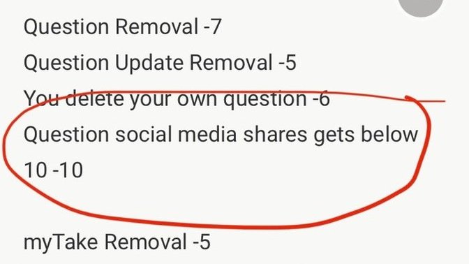 What does it mean that you lose 10 xpers if your question social media shares gets below 10?