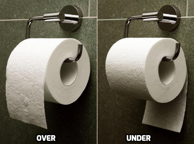 Toilet paper roll over or under?