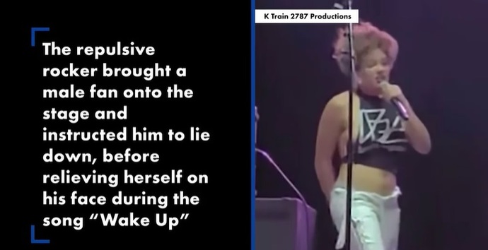 The lead singer of a rock band instructed a fan to lie down on the stage so she could urinate on him. How does this make you feel?