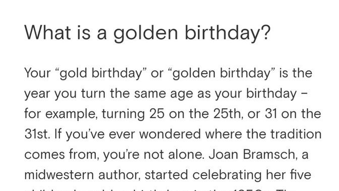 Have you celebrated your golden birthday yet?