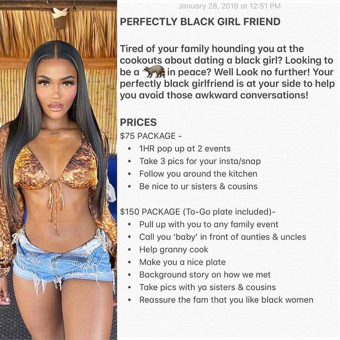 Would you pay for a black girlfriend?