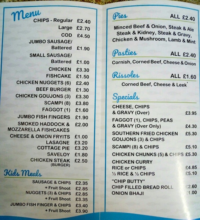 Im off to the chippy, what do you want?