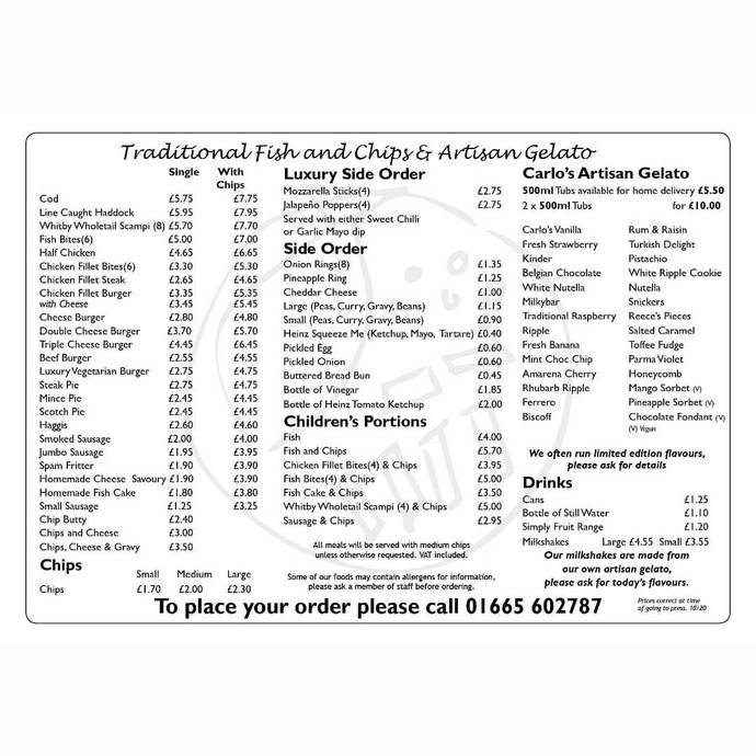 I'm off to the chippy, what do you want?