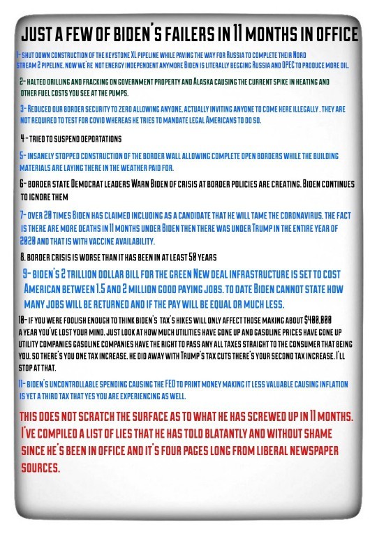 Is this all of Joe bidens failures in 11 months?