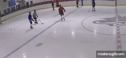 That’s me in all navy blue. I really wish this was slow-mo. It’s not. We just suck at hockey lmfao.
