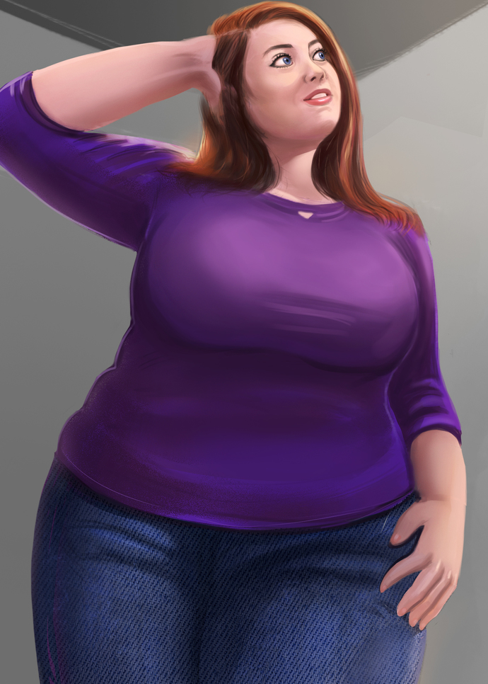 This is a portrait of my late fiancée, by the way. She was 275 lbs, and almost 6'4" (191 cm).