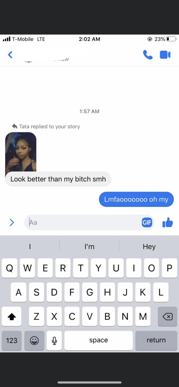 Would you ever say to another woman in her messages on social media that she looks better than your girlfriend? Have you ever thought that?