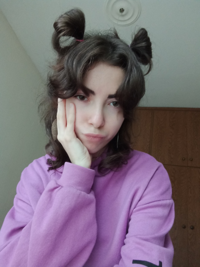 And a photo from my selfie camera with pigtails
