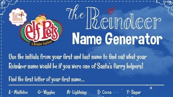What is your holiday reindeer name?