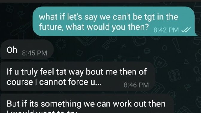 I texted a guy asking what if we can't be together in the future and he replied this. What do you think from his reply?