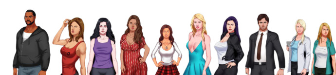 Female characters: Maggie, Raylene, Rebeca, Gennie, Sara, Zorah, Joy, Malé