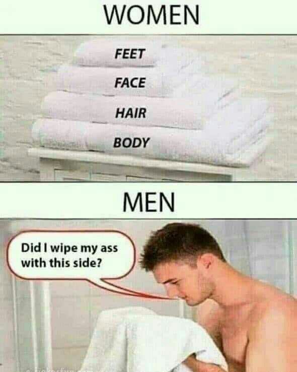 Do you have a different towel for different body parts?