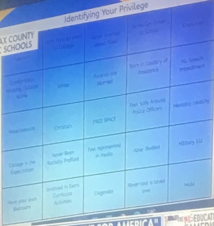 Is it ok for schools to ask students about “any perceived privilege they think they may have” and to play game of “Privilege Bingo” in the classroom?