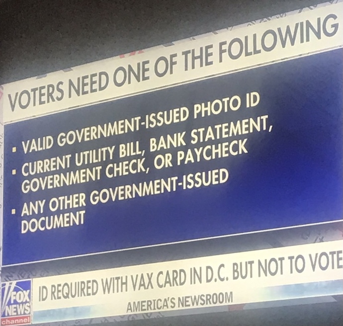 Is it ok for a photo ID (& proof of vaccination) to be required to get into restaurants, bars, and the movies but a photo ID is NOT required to vote?