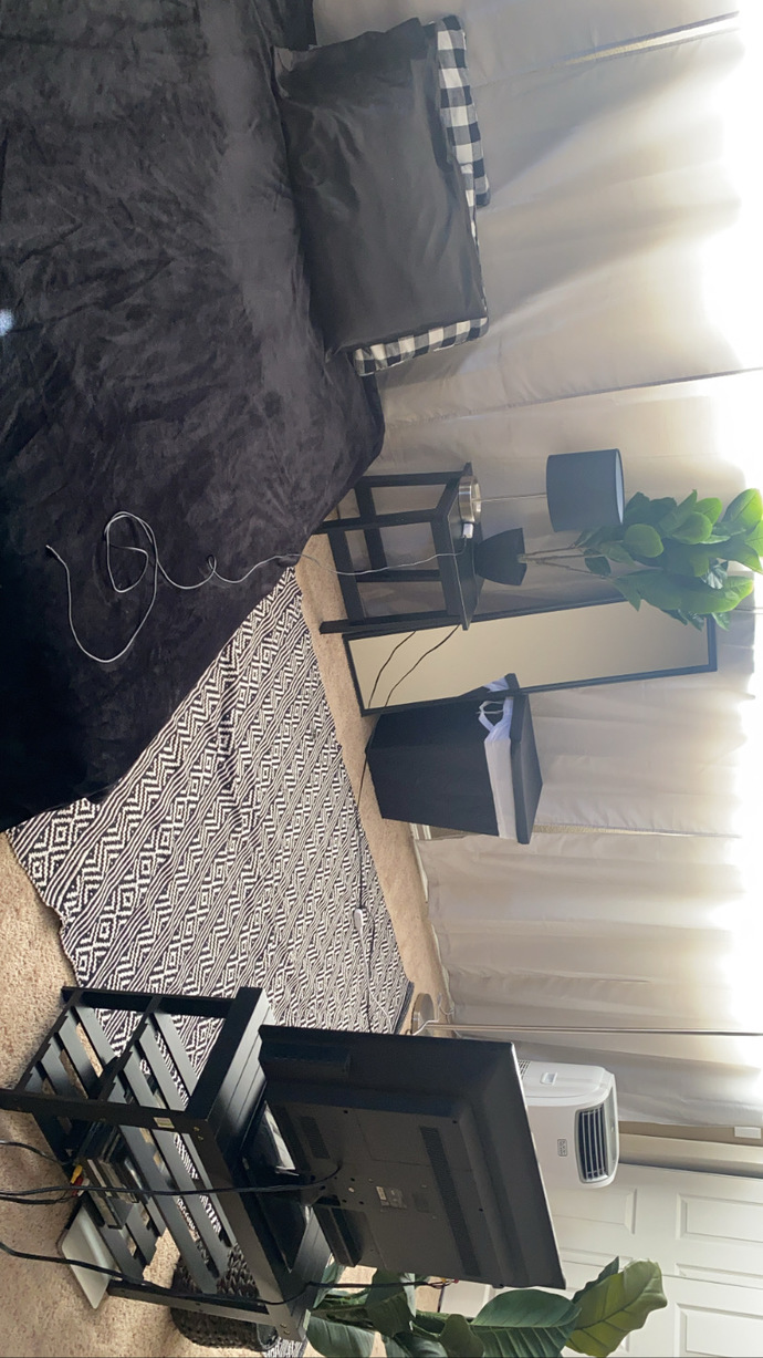POLL- DO I KEEP THE RUG OR BUY A NEW RUG FOR MY STUDIO HOME HELP? IS THE RUG UGLY?