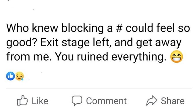 He rejected me, then sad reacted to my status?