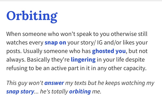 Has anyone ever dealt with someone orbiting them in social media?
