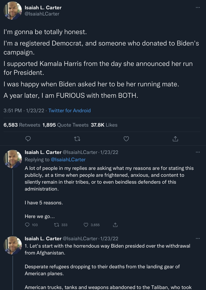 Former campaigner for Biden has buyers remorse? Thoughts?