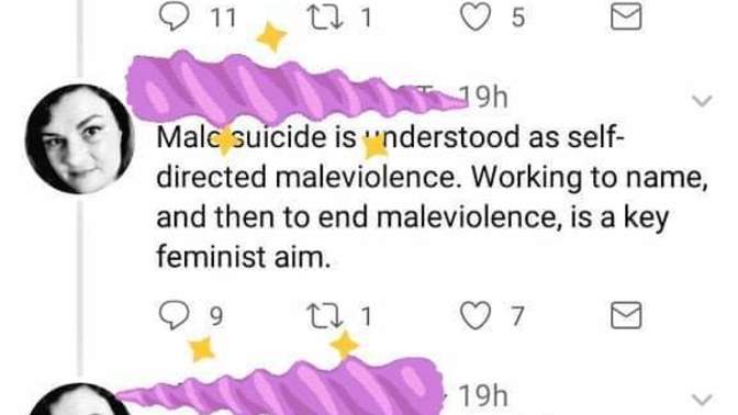 Do you agree with this feminist that male commit suicide because they are violent themselves?