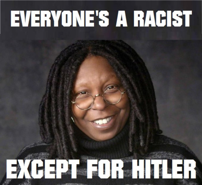 Whoopie being possessed by the spirit of stupidity.