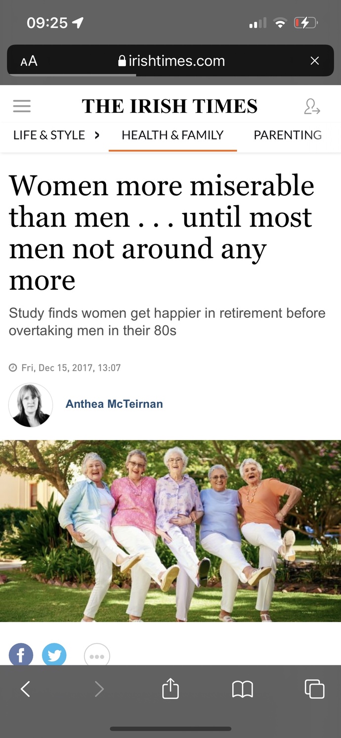 “Women more unhappy than men.” Your thoughts?