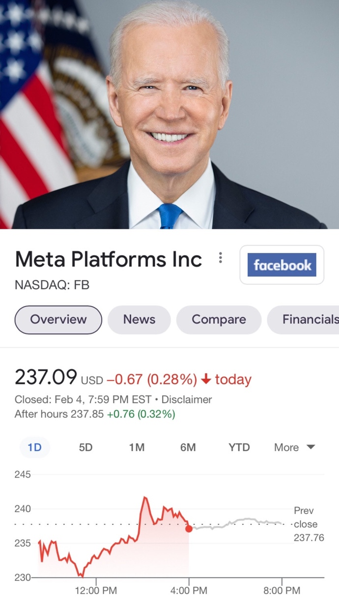 Is Dirty joe robbing money from Facebook in the stock market?