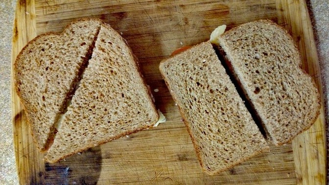 Which direction should a sandwich be cut?