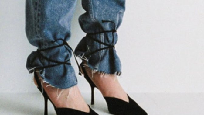 Guys what do you think when a girl wears her heels this way by tying the heels over the jeans?