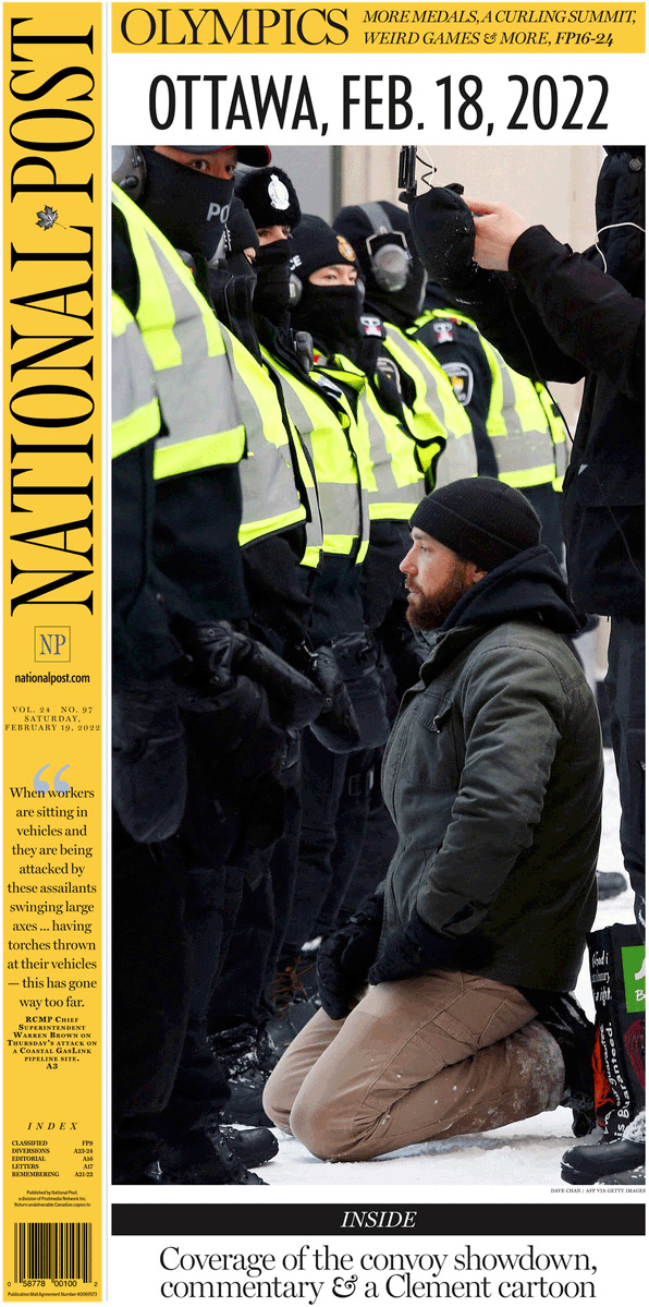 Dangerous protester aggressively kneeling.