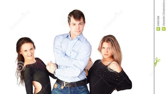 How do you Ballroom dance with two dance partners?