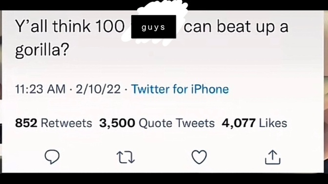 Could 100 men defeat a gorilla?