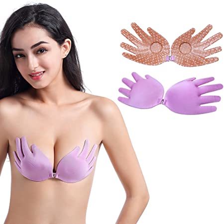 Hand-shaped Strapless Silicone Adhesive Stick Front Boning Push-up Bra