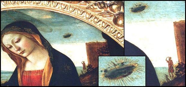 Madonna with guy looking up at UFO