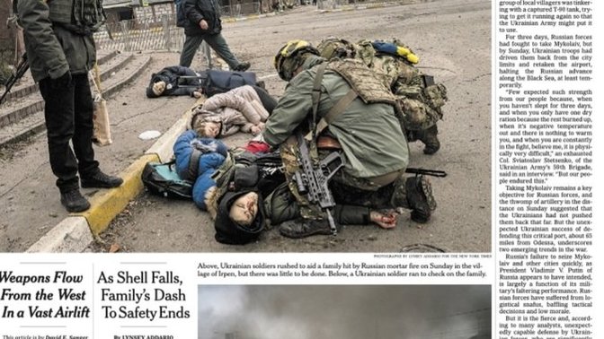 What a heartbreaking photo of a dead mom, her son and daughter as they got killed by a mortar by Russians: Should the U. S. A. just fight Russia?