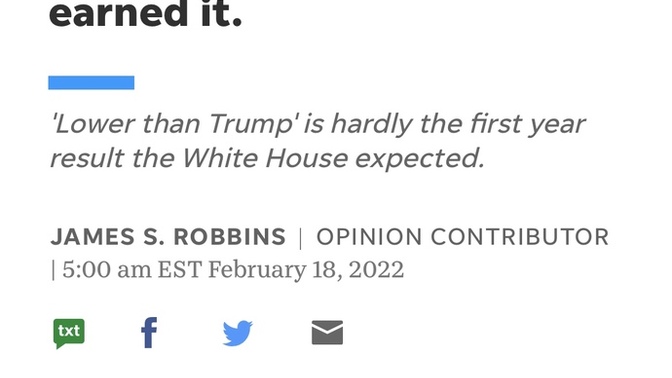 President Biden’s approval rating declining and lower than President Trump’s at the same stage. Why do you think this? Your thoughts? Deserved?