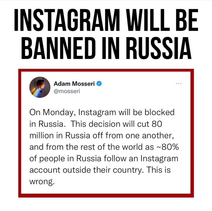 Russia To Ban Instagram On Monday. Do You Think That This Is A Smart Move Or Dumb Move?
