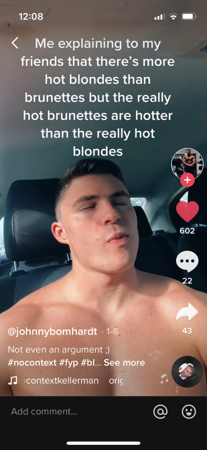 “An average blonde is cuter than an average brunette?”?