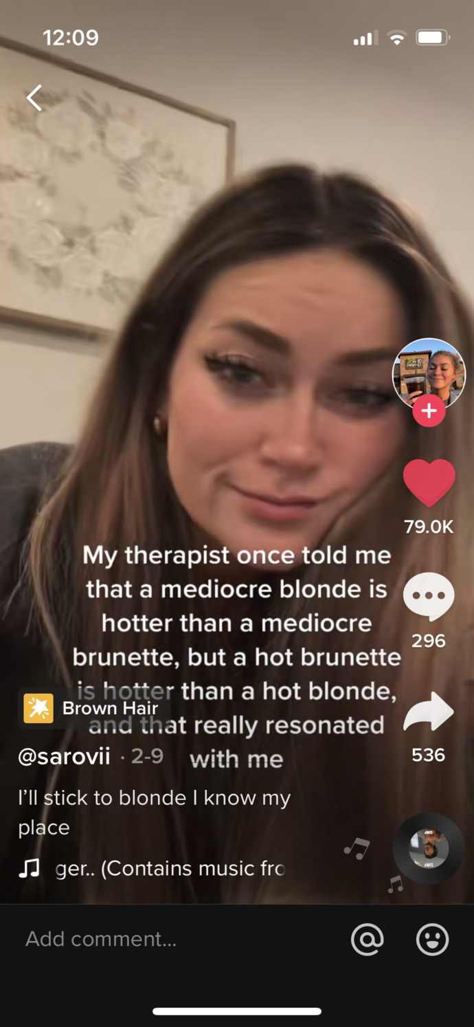 “An average blonde is cuter than an average brunette?”?