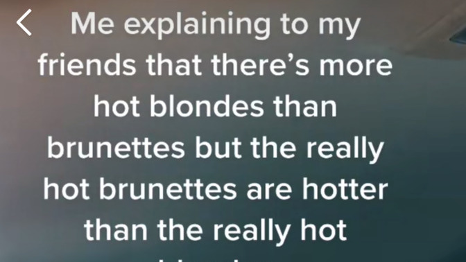 “An average blonde is cuter than an average brunette?”?