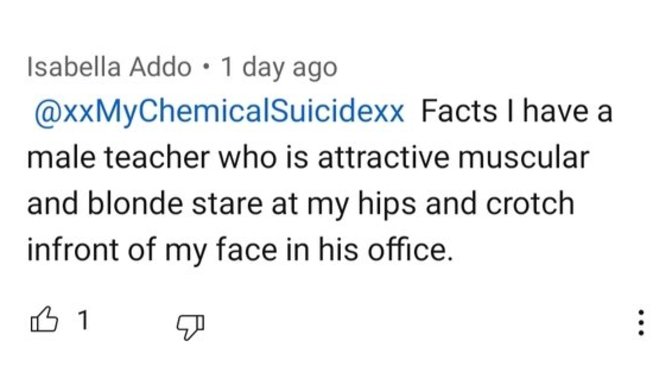 Does this comment imply that she is feeling sexually harassed?