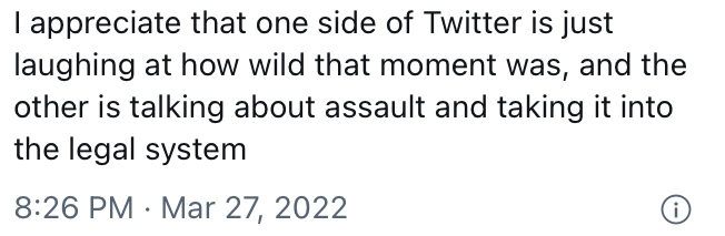 What is your opinion on the Will Smith incident at the Oscars?